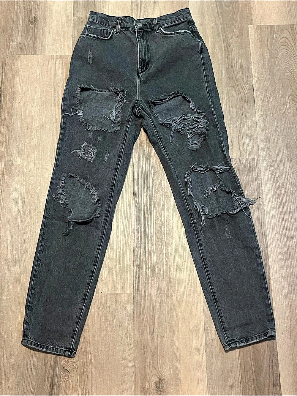 BDG High-Rise Distressed Mom Jeans Distressed Black Boyfriend Jeans
